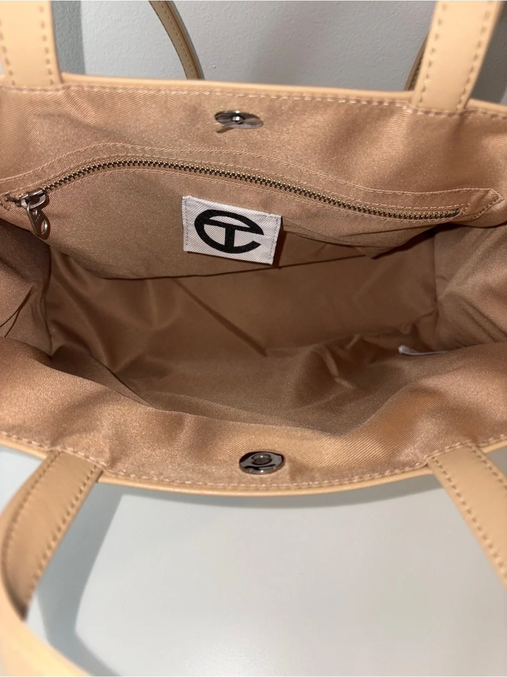Telfar Medium Cream Beige Shopping Bag Tote Leather Shoulder Neutral